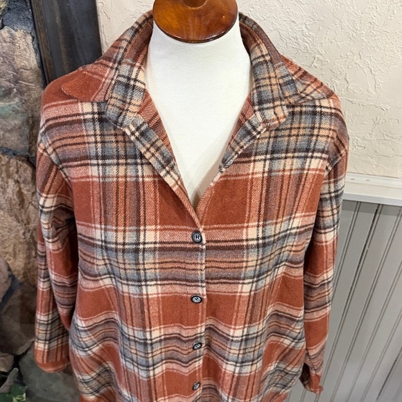 ADORA Rust and Cream Plaid Casual Shirt - Picture 2 of 7